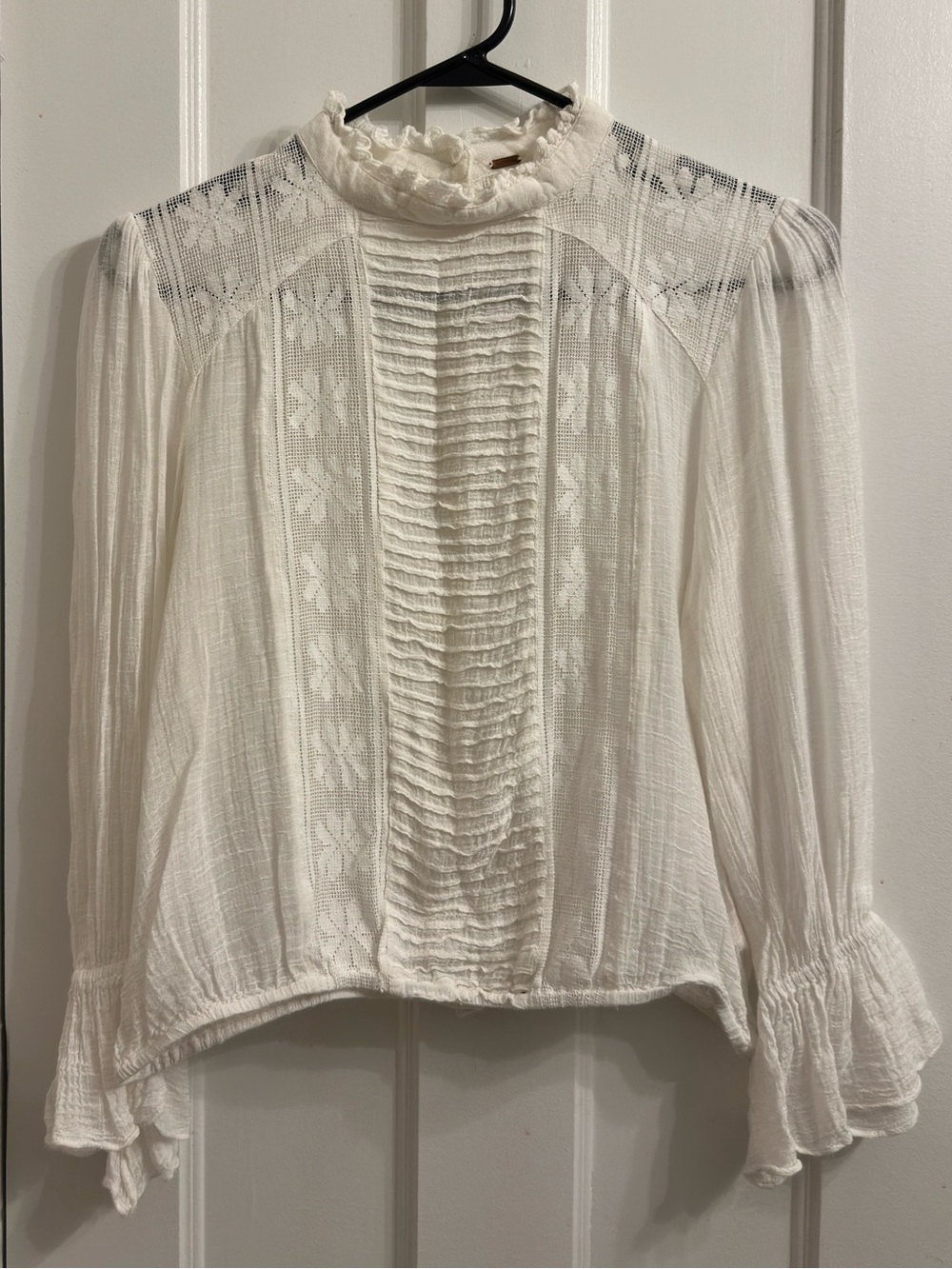Free People First Crush Lace Tunic White Blouse